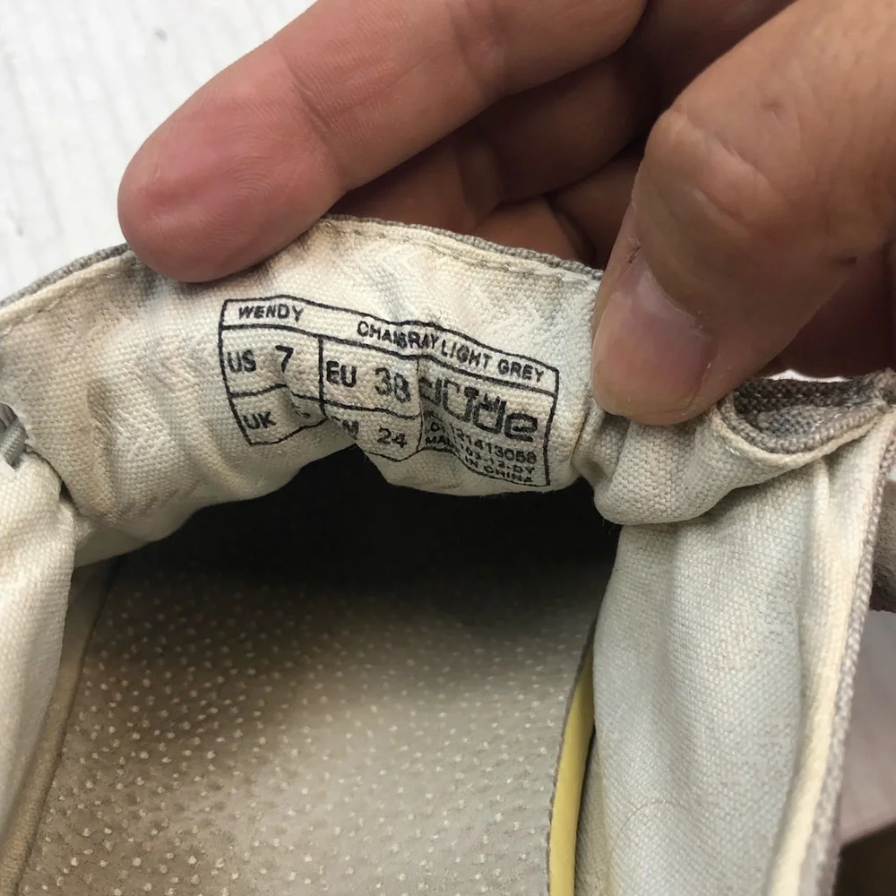 Hey Dude Shoes Womens 7 Wendy Chambray Light Gray Canvas Slip On Flat Loafers